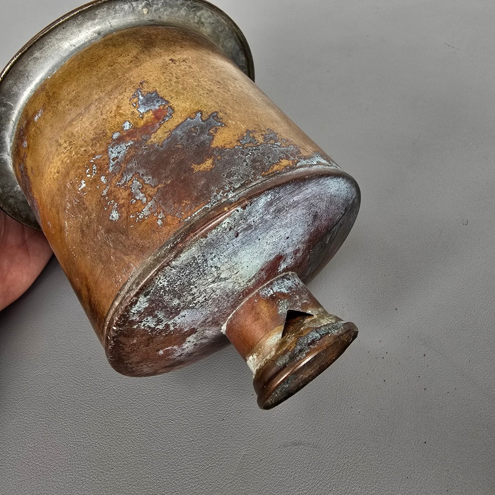 Antique Angle Lamp Co Embossed Copper Oil Lamp Fount Kerosene Burner Victorian - Picture 11 of 16